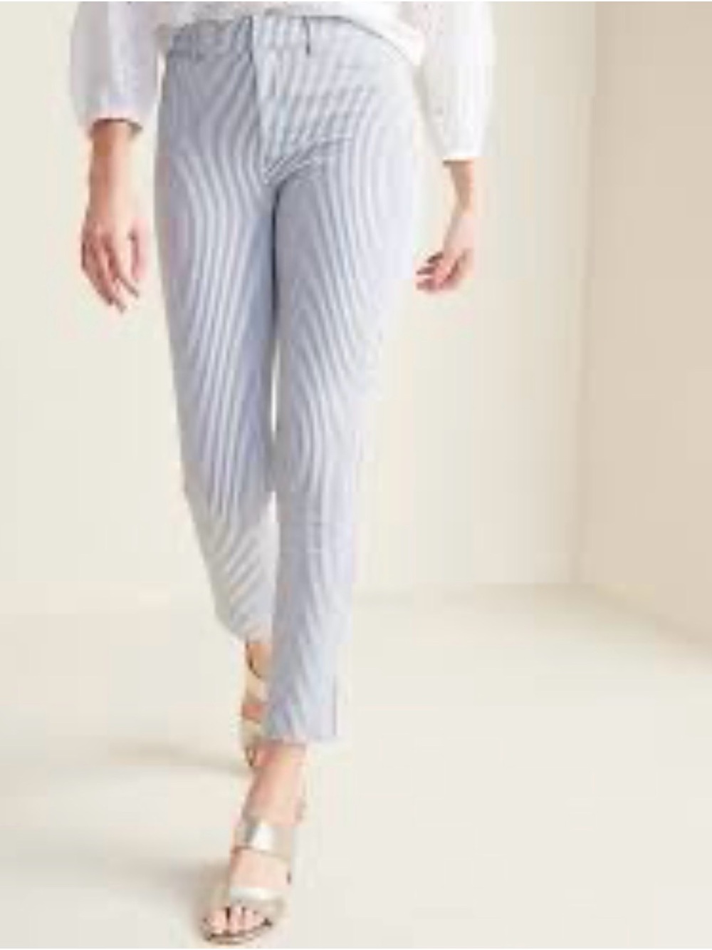 Old Navy Slim Ankle Pants in Light Blue & White Stripe